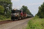 Racing west, NS 7278 leads a double 67X empty ethanol train